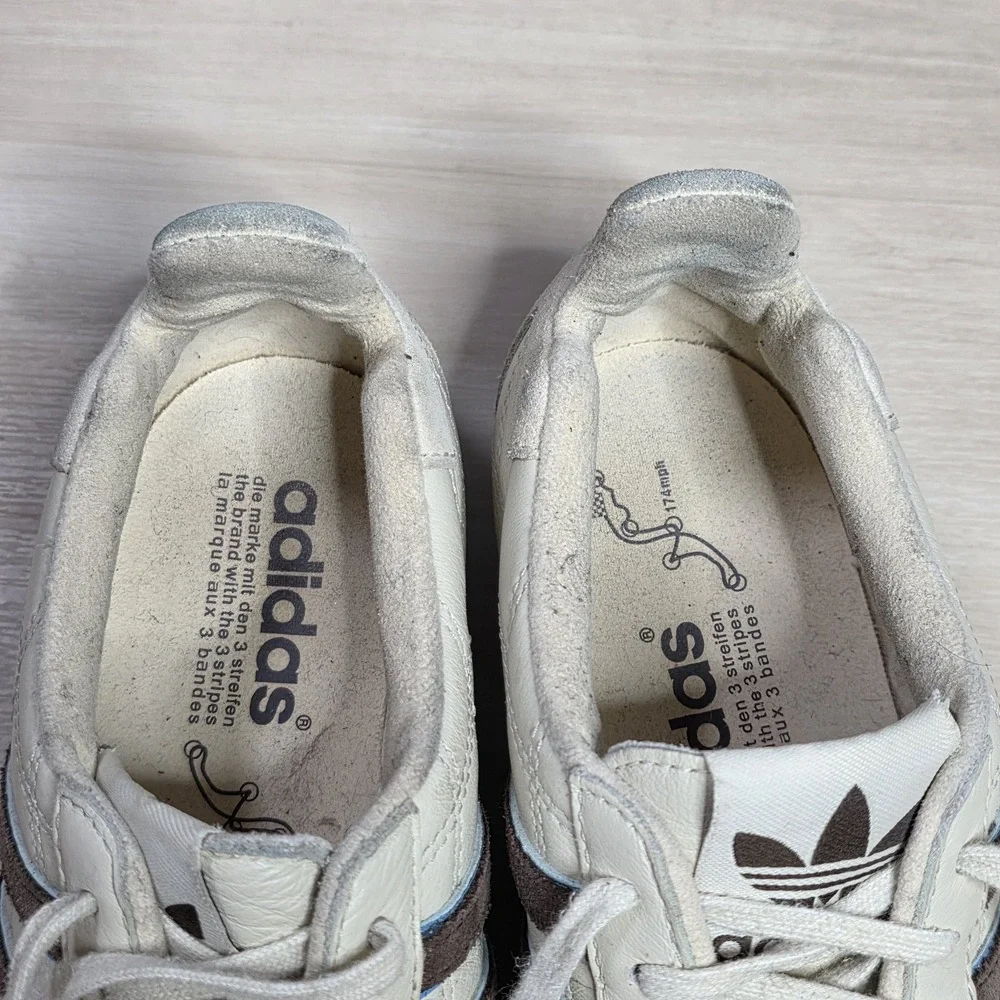 Adidas Tuscany Goodyear Racing Driving‎ Shoes White Blue Brown Stripe Size 6